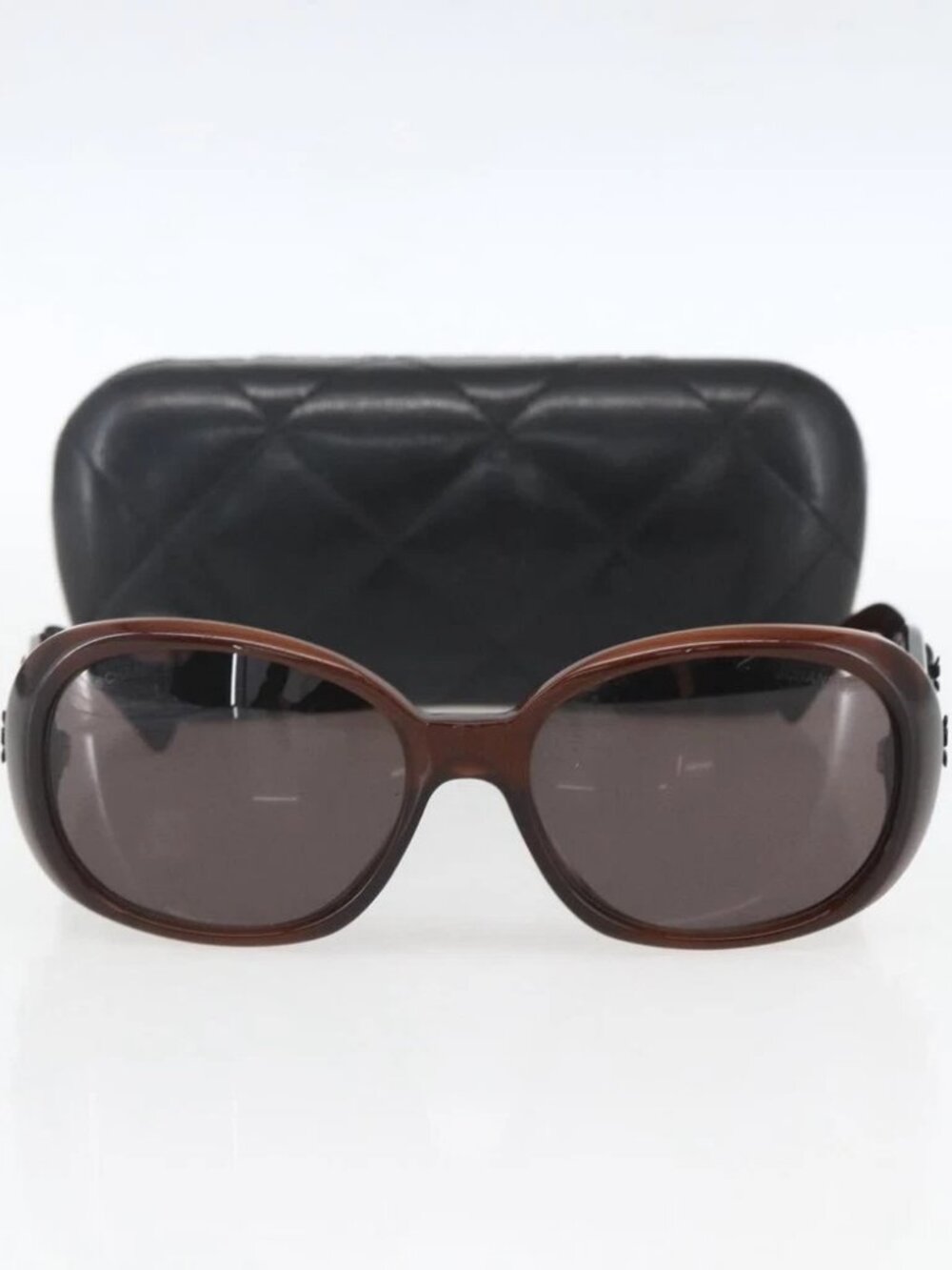 CHANEL Camelia Sunglasses plastic Brown 5113-A CC Auth